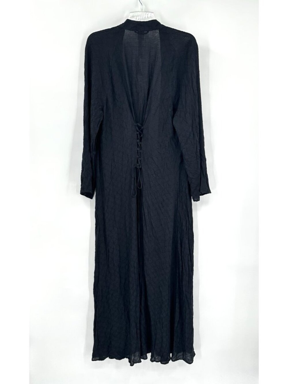 NEW Savage X Fenty Black Woven Voile Monogram Sleep Long Robe M L intimates - Picture 11 of 14